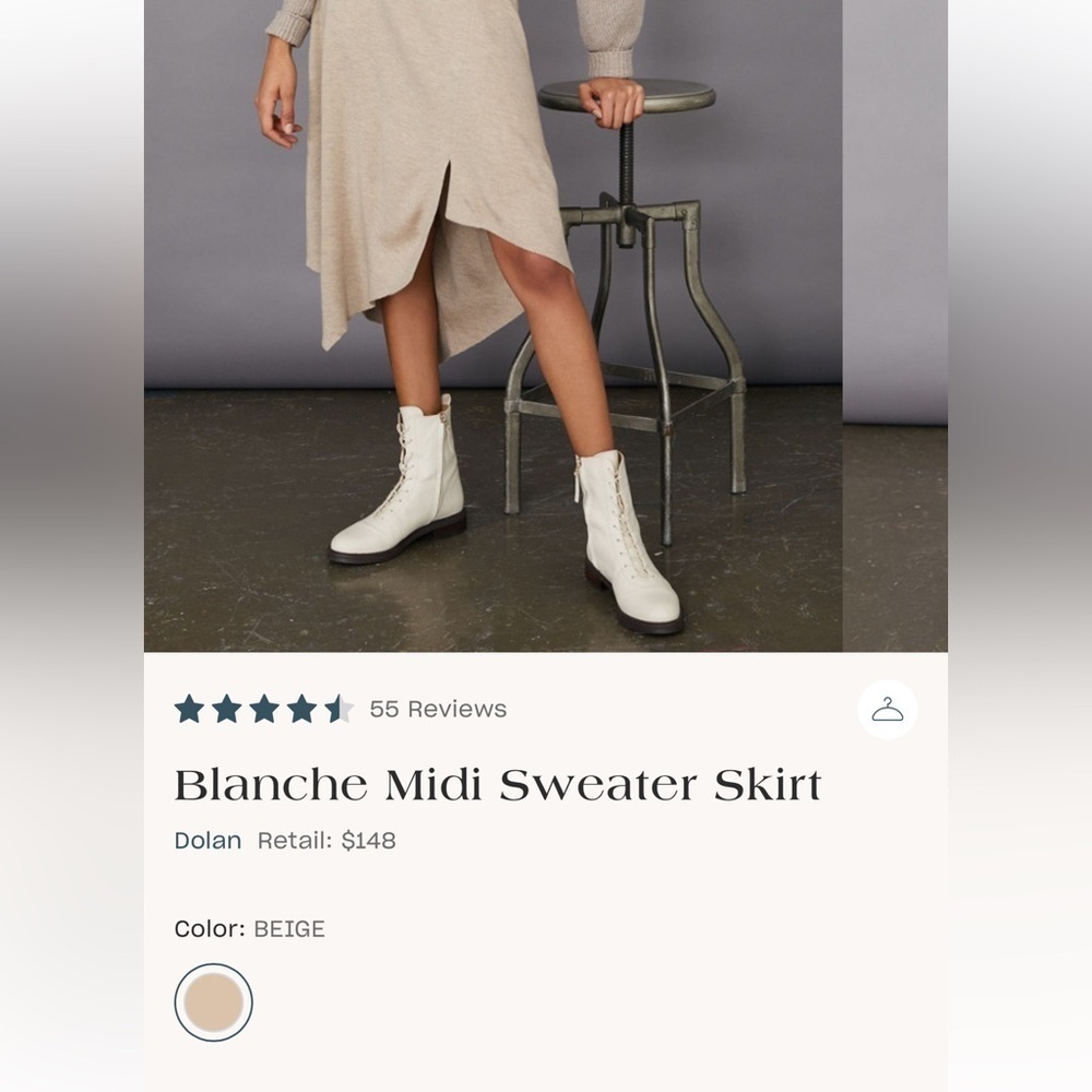 $148 Anthropologie Dolan Blanche Sweater MIDI asymmetrical skirt beige size XS - Picture 2 of 14